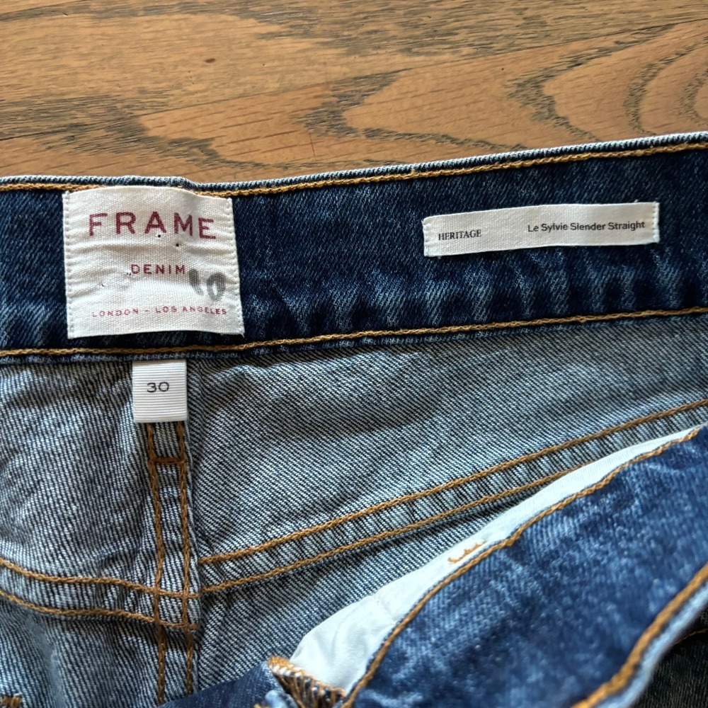 FRAME Le Sylvie Slender Straight Heritage Jeans Womens 30 Blue High Rise Denim - Picture 6 of 8
